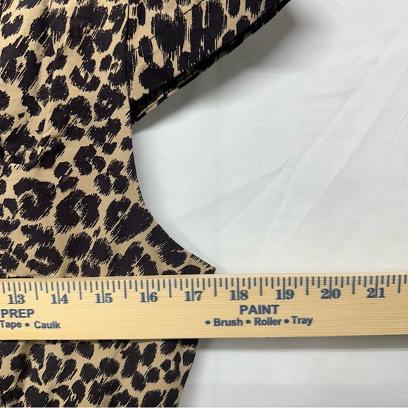 Anthropologie Leopard Print Midi Dress Cap Sleeve Zip Front Size M NWT - Picture 7 of 9